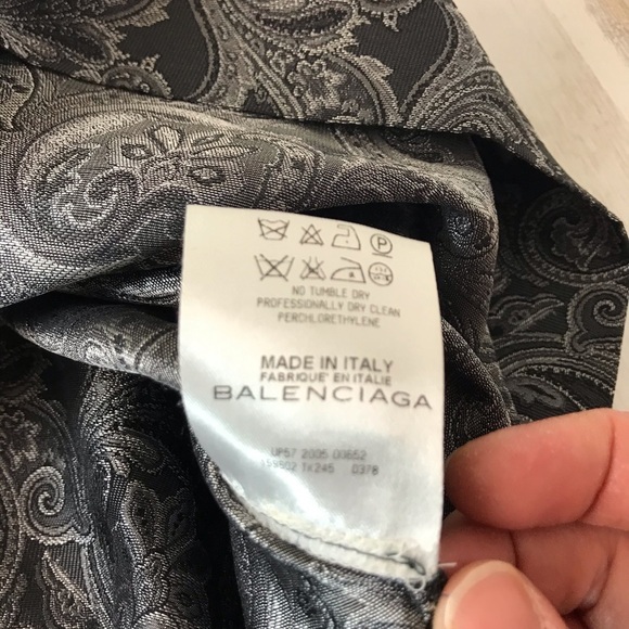 Balenciaga Paris Women’s Black and Silver Silk Printed Pencil Skirt Size 38 - Picture 6 of 9